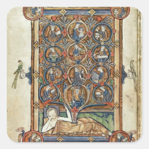 Pegatina Cuadrada Ms 21926 el árbol de Jesse de un salterio