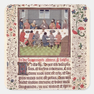 Pegatina Cuadrada Ms 370 fol.184 la última cena
