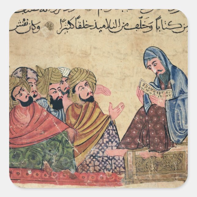 Pegatina Cuadrada MS Ahmed III 3206 El filósofo (Anverso)