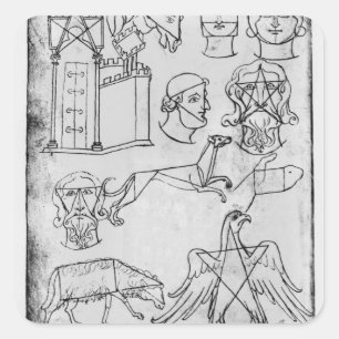 Pegatina Cuadrada Ms Fr 19093 fol.18v Varios dibujos