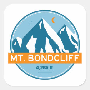 Pegatina Cuadrada Mt. Bondcliff New Hampshire Estrellas Luna