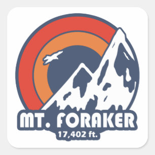 Pegatina Cuadrada Mt. Foraker Alaska Sun Eagle