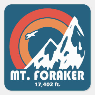 Pegatina Cuadrada Mt. Foraker Alaska Sun Eagle