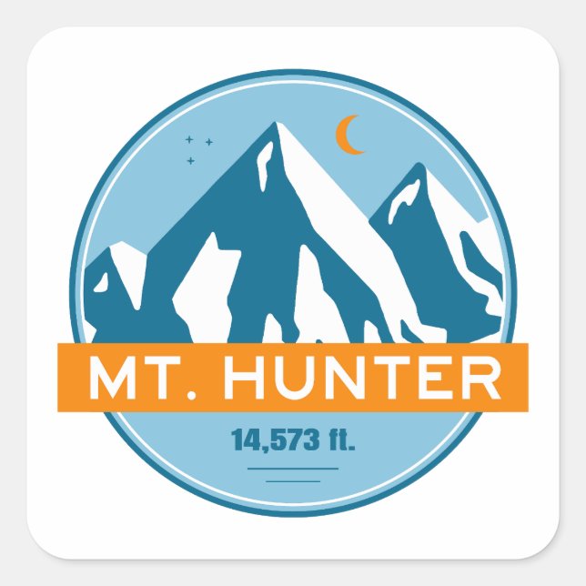 Pegatina Cuadrada Mt. Hunter Alaska Stars Moon (Anverso)
