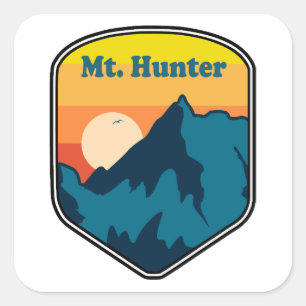 Pegatina Cuadrada Mt. Hunter Amanecer de Alaska