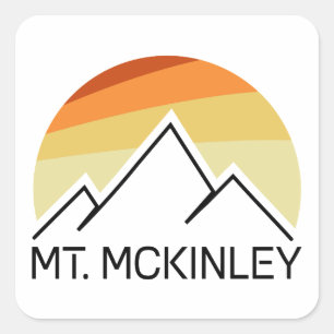 Pegatina Cuadrada Mt. McKinley Alaska Retro