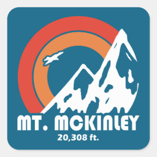 Pegatina Cuadrada Mt. McKinley Alaska Sun Eagle