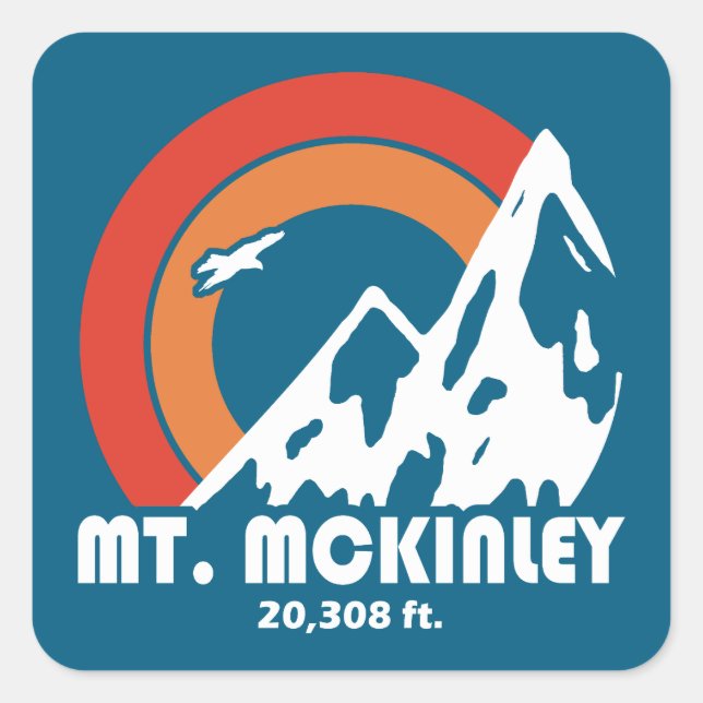 Pegatina Cuadrada Mt. McKinley Alaska Sun Eagle (Anverso)