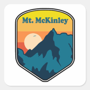 Pegatina Cuadrada Mt. McKinley Alaska Sunrise
