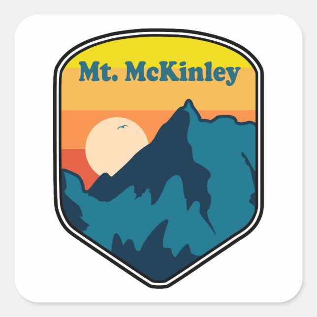 Pegatina Cuadrada Mt. McKinley Alaska Sunrise (Anverso)
