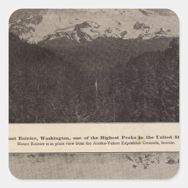 Pegatina Cuadrada Mt Rainier Snoqualmie R (Anverso)