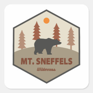 Pegatina Cuadrada Mt. Sneffels Wilderness Colorado Bear