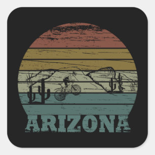 Pegatina Cuadrada Mtb Az Sedona - Bicicleta de Montaña Arizona