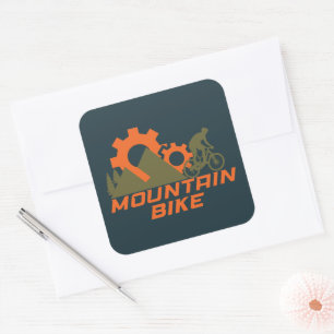 Pegatina Cuadrada MTB Bicicleta de montaña de bajada moderna