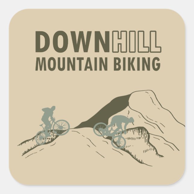Pegatina Cuadrada MTB Downhill Bicicleta de Montaña (Anverso)