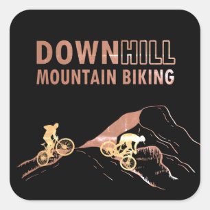 Pegatina Cuadrada MTB Downhill Ciclismo de Montaña