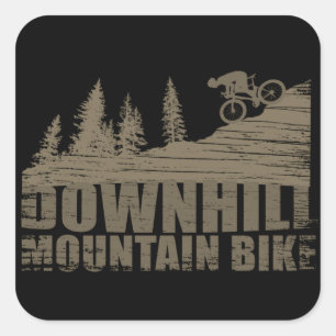Pegatina Cuadrada MTB Downhill Ciclismo de Montaña