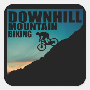 Pegatina Cuadrada MTB Downhill Ciclismo de Montaña