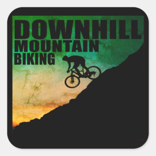 Pegatina Cuadrada MTB Downhill Ciclismo de Montaña