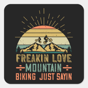 Pegatina Cuadrada MTB - Me encanta el ciclismo de montaña