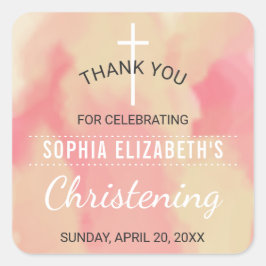 Pegatina Cuadrada Muchacha bebé cristiana gracias