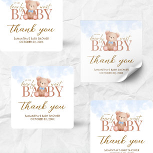 Pegatina Cuadrada Muchacho, podemos esperar a Baby Shower