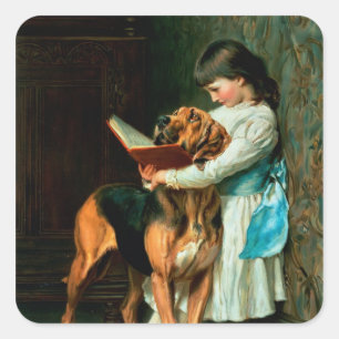 Pegatina Cuadrada Muchacho travieso o educación obligatoria