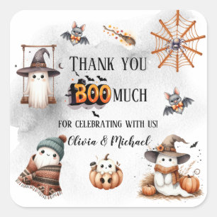 Pegatina Cuadrada Muchas Gracias Boo Cute Fantasma Espeluznante