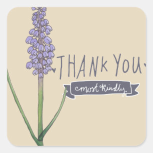 Pegatina Cuadrada Muchas Gracias Por La Amabilidad De Hyacinth