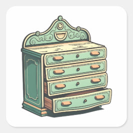 Pegatina Cuadrada Muebles antiguos, Vestidor, Estilo Personalizado,