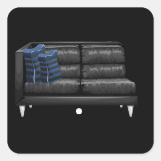 Pegatina Cuadrada Muebles de estilo grisáceo amados de cuero negro