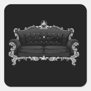 Pegatina Cuadrada Muebles de estilo grisáceo con encanto negro barro