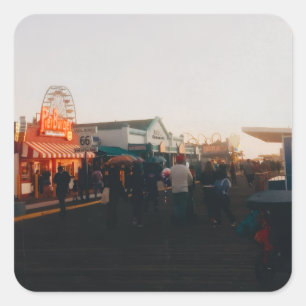 Pegatina Cuadrada Muelle de Santa Mónica, Los Ángeles, California