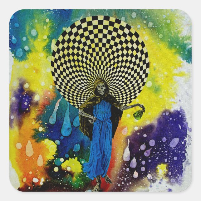 Pegatina Cuadrada Muerte de Michael Moffa (Anverso)