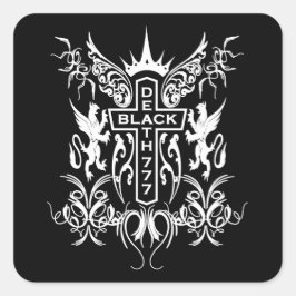 Pegatina Cuadrada Muerte negra 777 - Cruz