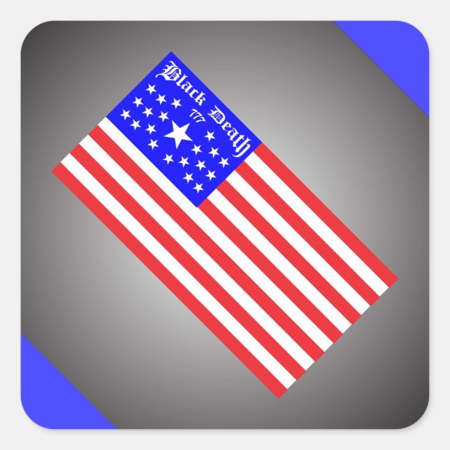 Pegatina Cuadrada Muerte Negra 777 - Liberados (Anverso)