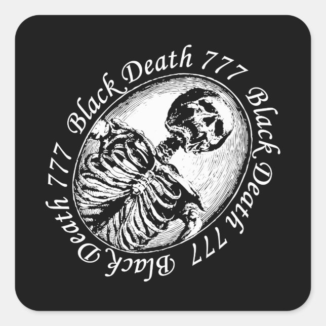 Pegatina Cuadrada Muerte Negra 777 - Trece (Anverso)