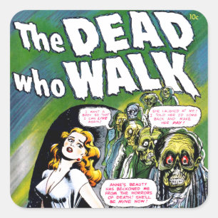 Pegatina Cuadrada Muerto que camina - Viejo horror zombi