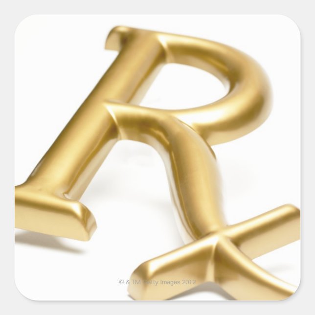 Pegatina Cuadrada Muestra de la droga de Rx (Anverso)