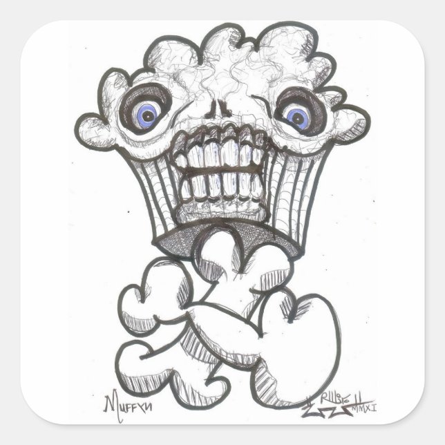 PEGATINA CUADRADA MUFFYN (Anverso)