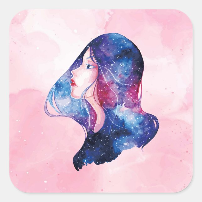 Pegatina Cuadrada Mujer (Anverso)