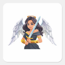 Mujer adorable Ángel con alas abiertas y espada