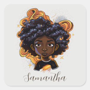 Pegatina Cuadrada Mujer afroamericana - Morro