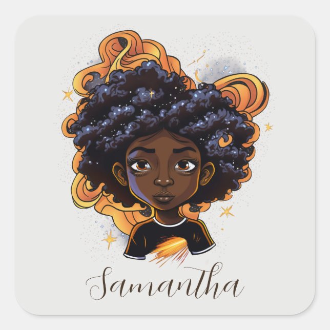 Pegatina Cuadrada Mujer afroamericana - Morro (Anverso)