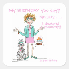 Pegatina Cuadrada Mujer asertiva exige un personalizado de recuento