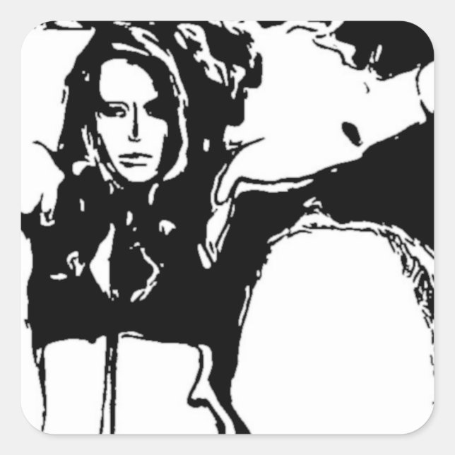 Pegatina Cuadrada Mujer Bruja (Anverso)