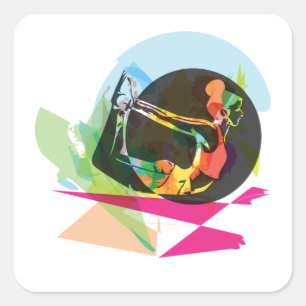 Pegatina Cuadrada Mujer ejercitante