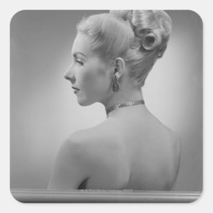 Pegatina Cuadrada Mujer Elegante