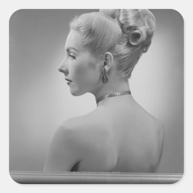 Pegatina Cuadrada Mujer Elegante (Anverso)