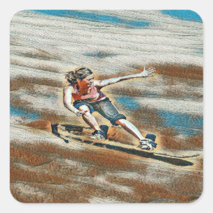 Pegatina Cuadrada Mujer en Sandboard